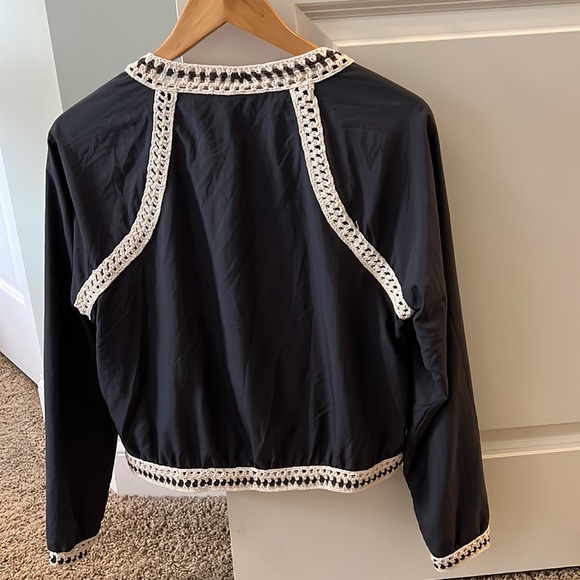 Free People Crochet Inset Baseball Bomber - Picture 10 of 13